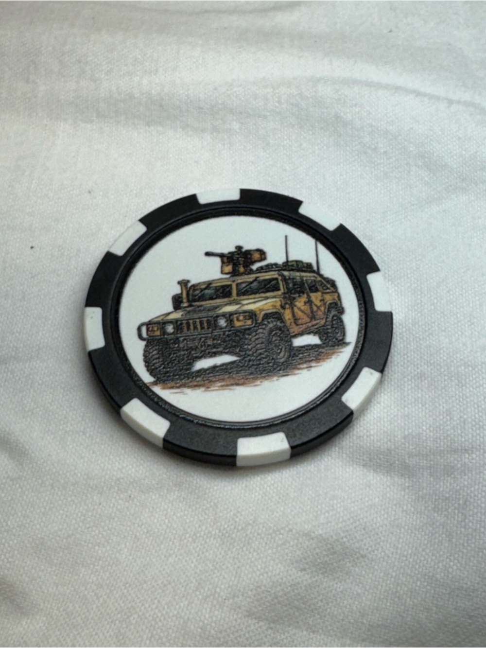 Black and White Military Vehicle Golf Ball Marker